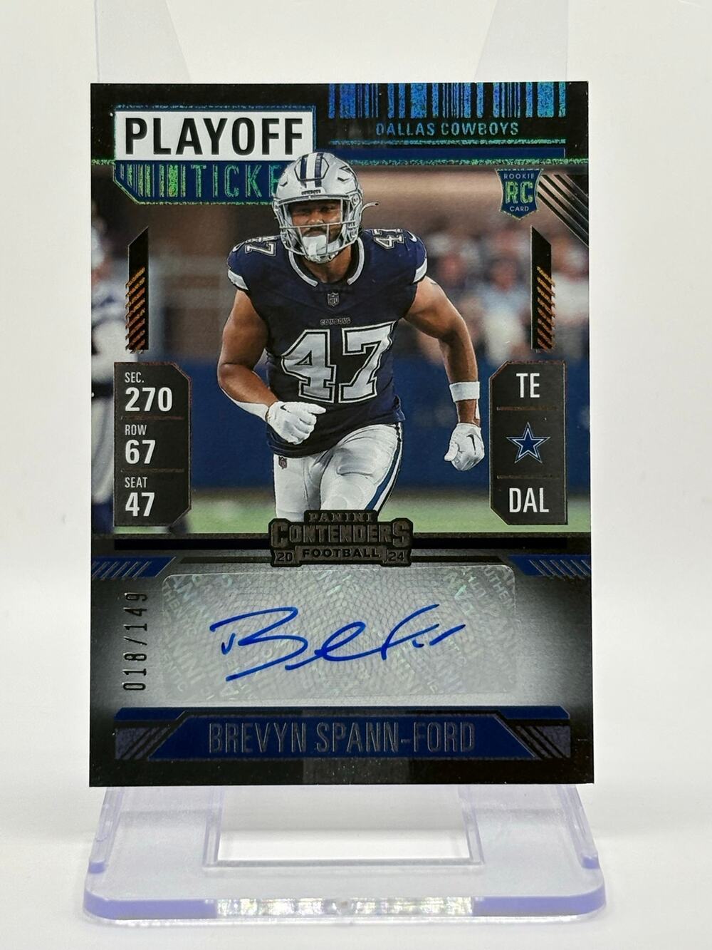 2024 Panini Contenders Brevyn Spann-Ford Rookie Playoff Ticket Auto 18/149 SP RC